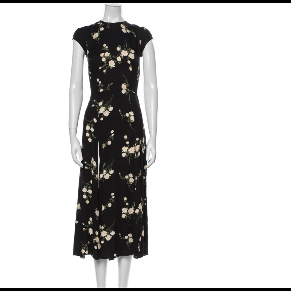 reformation floral print long dress